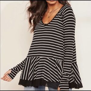 Free People We the Free striped Tangerine Tee